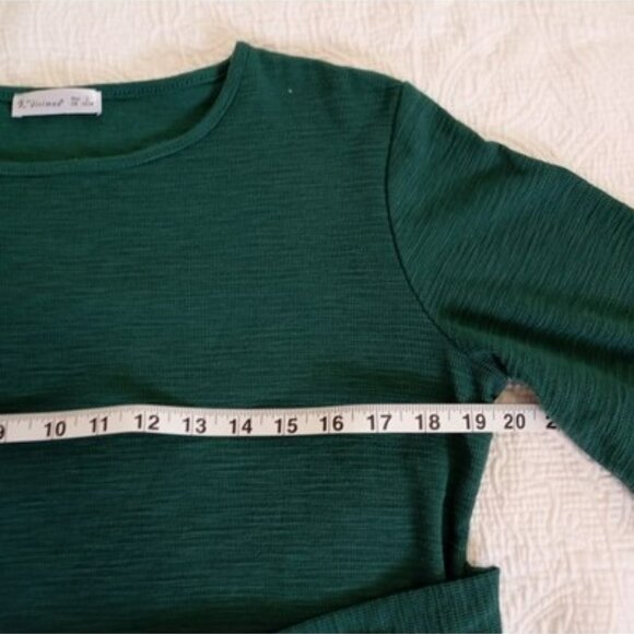R. Vivimos Dress Green Long-Sleeve With Tie Waist Detail Size L (12/14) - Picture 9 of 11